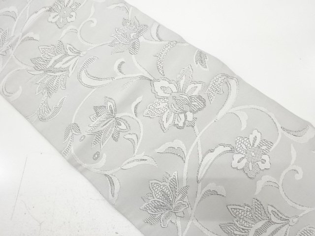 花唐草模様織り出し　法事用名古屋帯